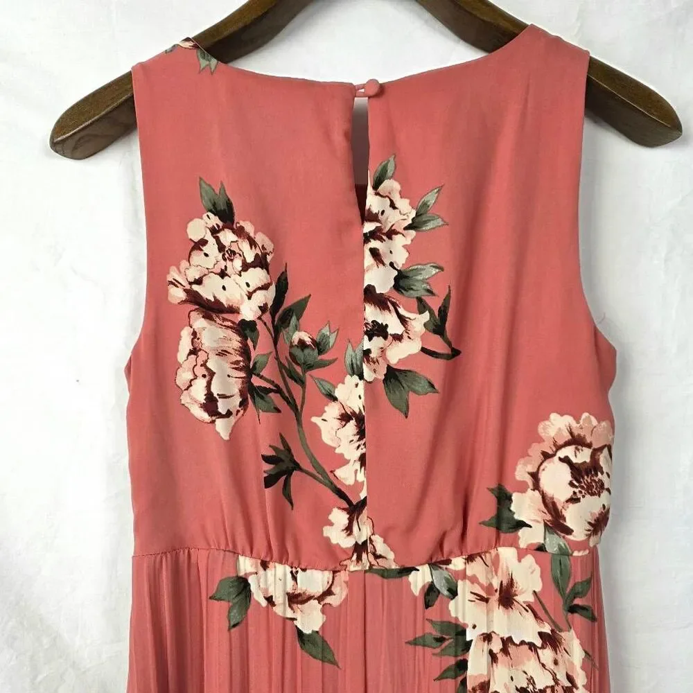 Christopher & Banks 6P Coral Floral Maxi Dress Petite - Picture 4 of 8